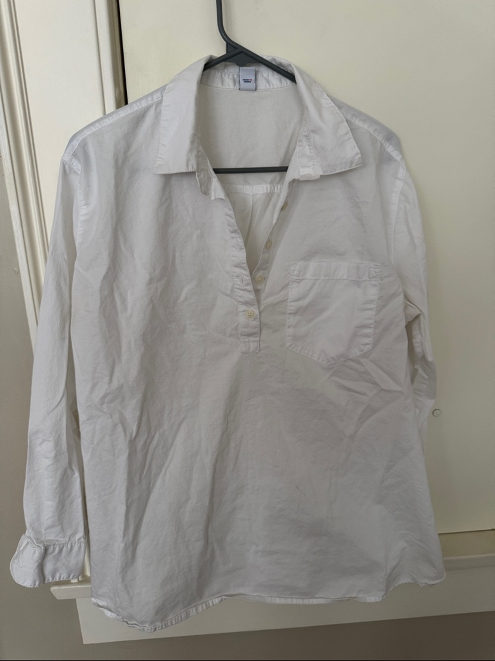 Maternity White Button Pullover Shirt
